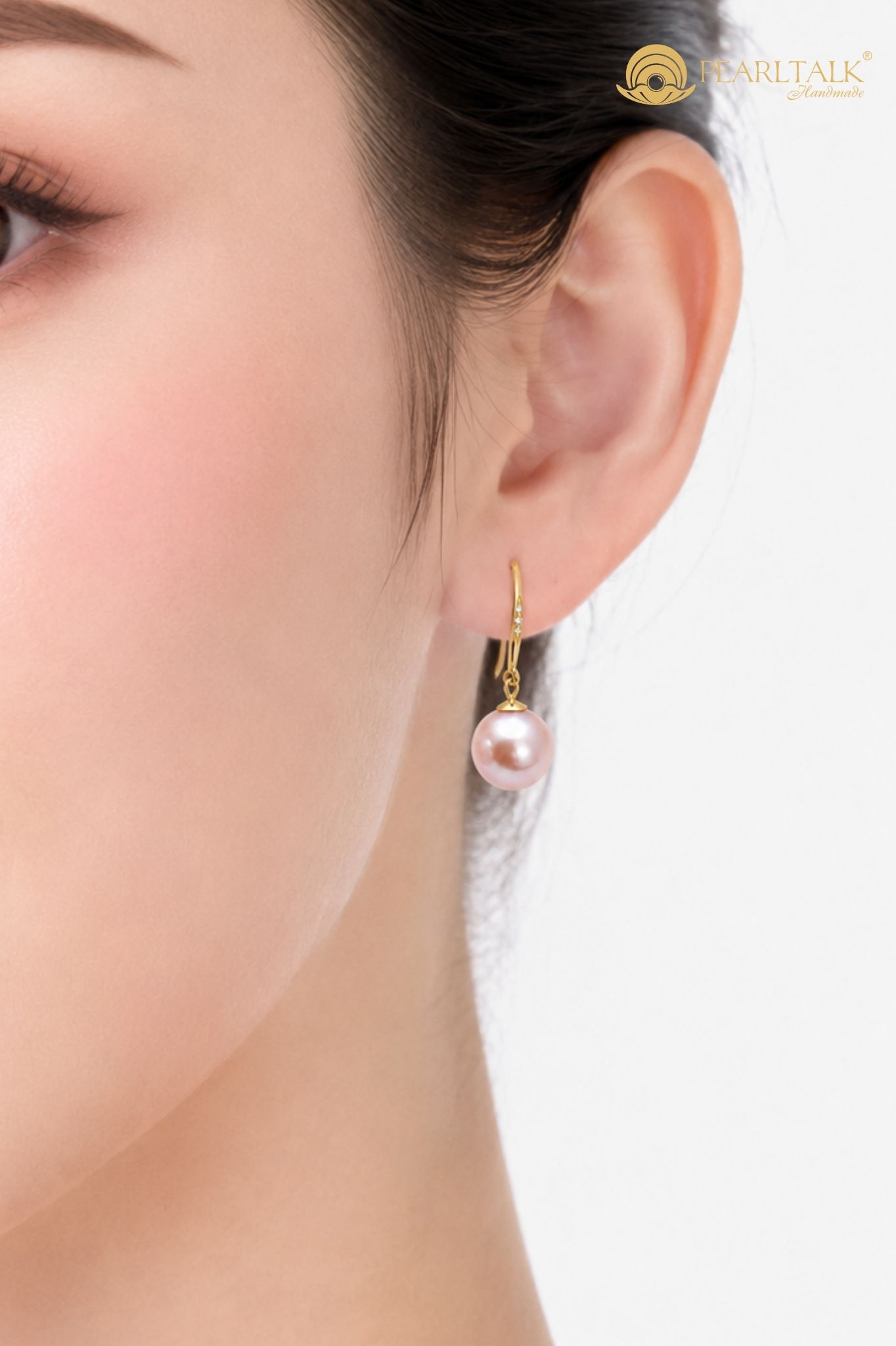 BÔNG TAI NGỌC TRAI NƯỚC NGỌT HỒNG TÍM 8.5MM